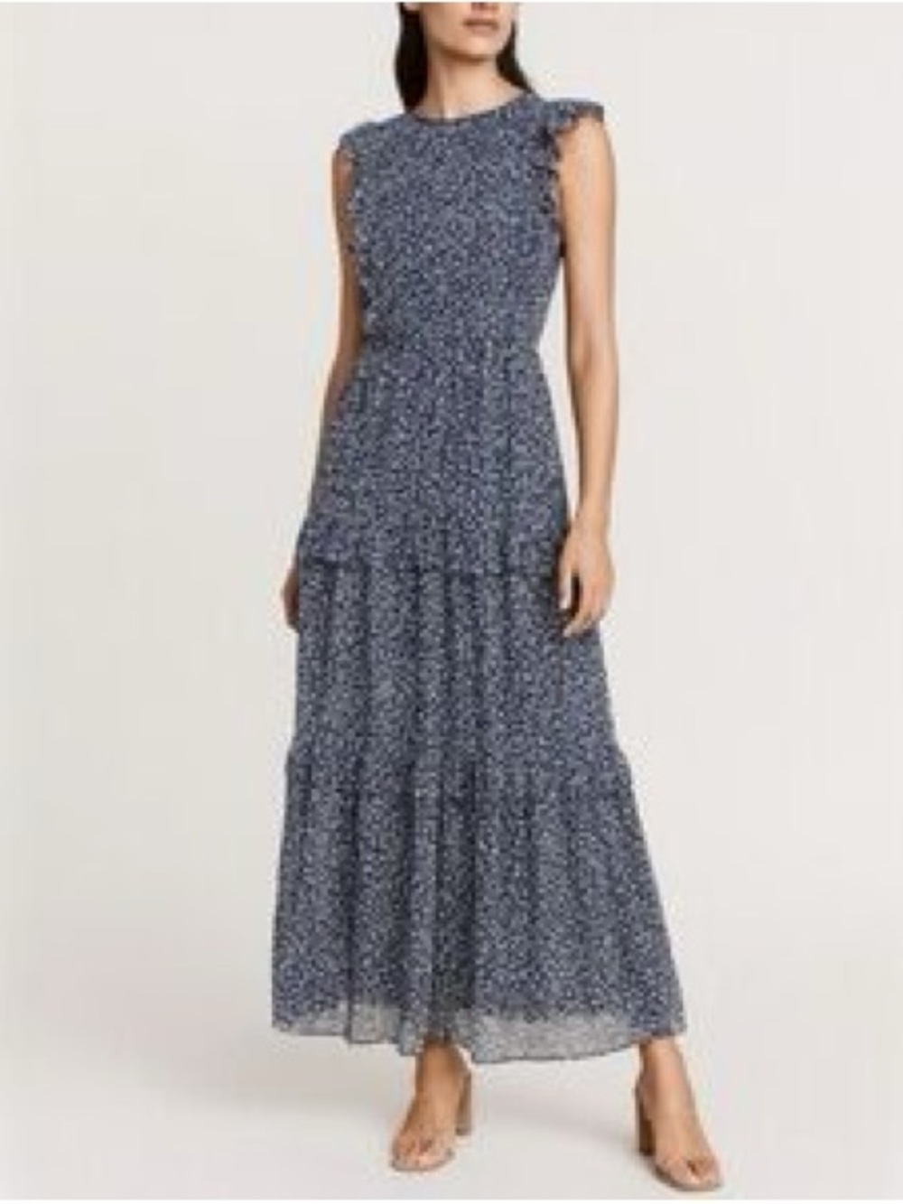 J. Crew Factory Navy Floral Ruffle Maxi Dress (size 4)